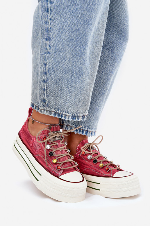 sieviešu puszābaki ar platformu GOE RR2N4104 sarkanas krāsas sieviešu puszābaki ar platformu GOE RR2N4104 sarkanas krāsas