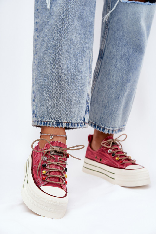 sieviešu puszābaki ar platformu GOE RR2N4104 sarkanas krāsas sieviešu puszābaki ar platformu GOE RR2N4104 sarkanas krāsas