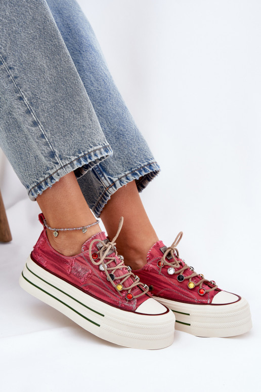 sieviešu puszābaki ar platformu GOE RR2N4104 sarkanas krāsas sieviešu puszābaki ar platformu GOE RR2N4104 sarkanas krāsas