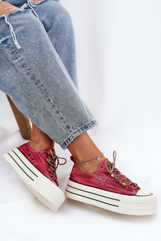 sieviešu puszābaki ar platformu GOE RR2N4104 sarkanas krāsas sieviešu puszābaki ar platformu GOE RR2N4104 sarkanas krāsas