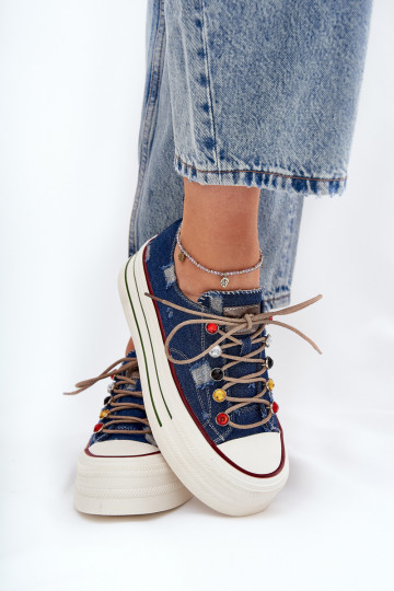 sieviešu puszābaki ar platformu GOE RR2N4103 tumši zilas krāsas