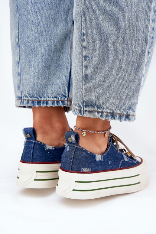 sieviešu puszābaki ar platformu GOE RR2N4103 tumši zilas krāsas sieviešu puszābaki ar platformu GOE RR2N4103 tumši zilas krāsas