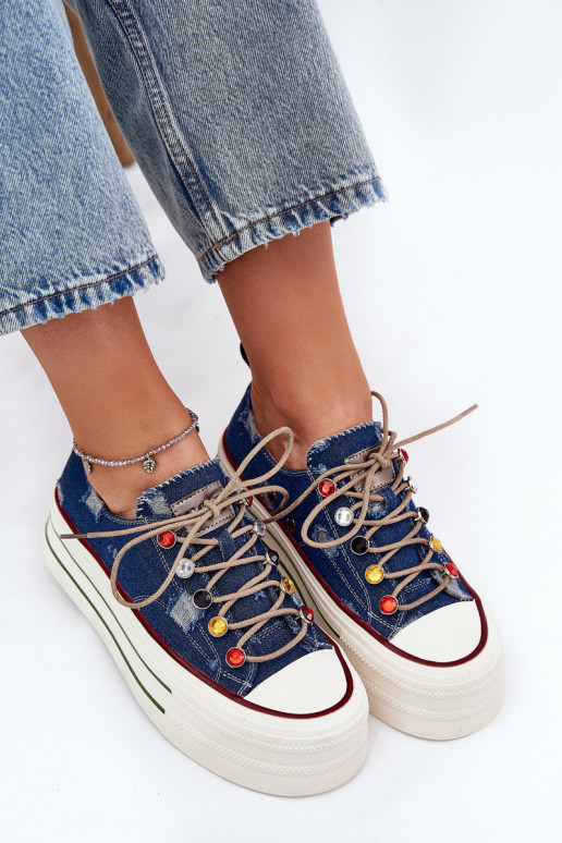 sieviešu puszābaki ar platformu GOE RR2N4103 tumši zilas krāsas sieviešu puszābaki ar platformu GOE RR2N4103 tumši zilas krāsas