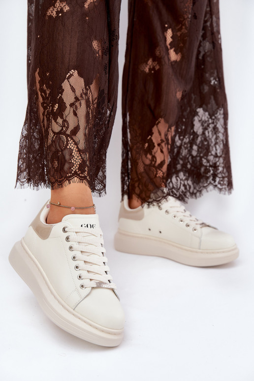 Āda Sneakers modeļa apavi Sieviešu ar platformu GOE RR2N4004 smilšu krāsas Āda Sneakers modeļa apavi Sieviešu ar platformu GOE RR2N4004 smilšu krāsas