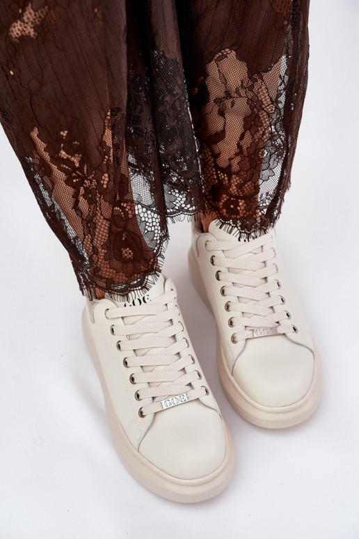 Āda Sneakers modeļa apavi Sieviešu ar platformu GOE RR2N4004 smilšu krāsas Āda Sneakers modeļa apavi Sieviešu ar platformu GOE RR2N4004 smilšu krāsas