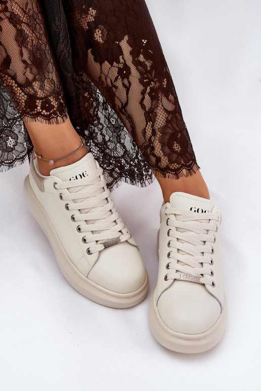Āda Sneakers modeļa apavi Sieviešu ar platformu GOE RR2N4004 smilšu krāsas Āda Sneakers modeļa apavi Sieviešu ar platformu GOE RR2N4004 smilšu krāsas