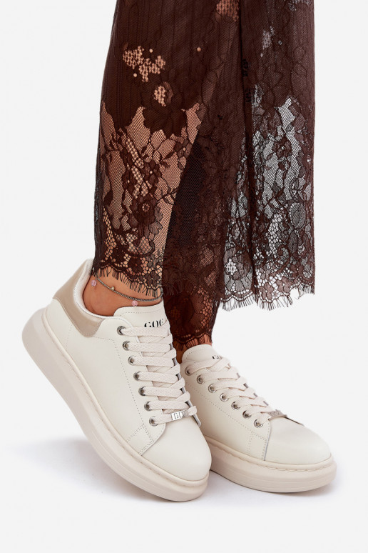 Āda Sneakers modeļa apavi Sieviešu ar platformu GOE RR2N4004 smilšu krāsas Āda Sneakers modeļa apavi Sieviešu ar platformu GOE RR2N4004 smilšu krāsas