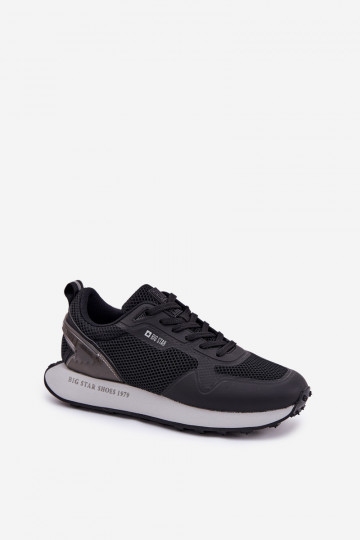 Sneakers modeļa apavi Vīriešiem ar platformu Big Star RR174361 Hi-Poly System melnas krāsas