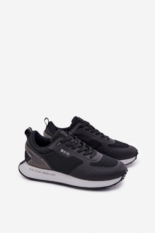 Sneakers modeļa apavi Vīriešiem ar platformu Big Star RR174361 Hi-Poly System melnas krāsas Sneakers modeļa apavi Vīriešiem ar platformu Big Star RR174361 Hi-Poly System melnas krāsas