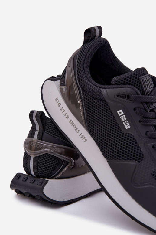 Sneakers modeļa apavi Vīriešiem ar platformu Big Star RR174361 Hi-Poly System melnas krāsas Sneakers modeļa apavi Vīriešiem ar platformu Big Star RR174361 Hi-Poly System melnas krāsas