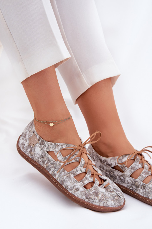 Balerīnas Ar izgriezumiem Tā irciejka 06835-25/00-1 Zelta krāsas Balerīnas Ar izgriezumiem Tā irciejka 06835-25/00-1 Zelta krāsas