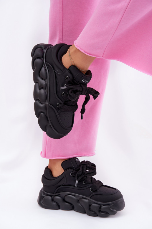 Āda Sneakers modeļa apavi Sieviešu ar platformu GOE RR2N4044 melnas krāsas Āda Sneakers modeļa apavi Sieviešu ar platformu GOE RR2N4044 melnas krāsas