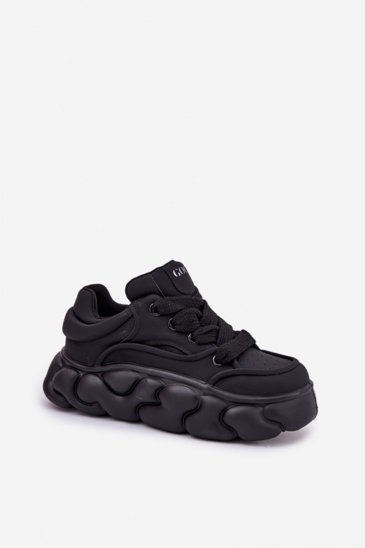 Āda Sneakers modeļa apavi Sieviešu ar platformu GOE RR2N4044 melnas krāsas Āda Sneakers modeļa apavi Sieviešu ar platformu GOE RR2N4044 melnas krāsas