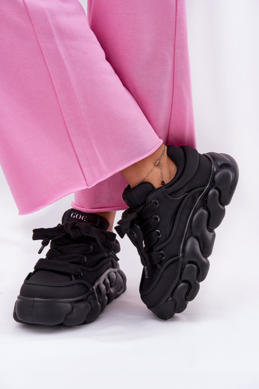 Āda Sneakers modeļa apavi Sieviešu ar platformu GOE RR2N4044 melnas krāsas Āda Sneakers modeļa apavi Sieviešu ar platformu GOE RR2N4044 melnas krāsas