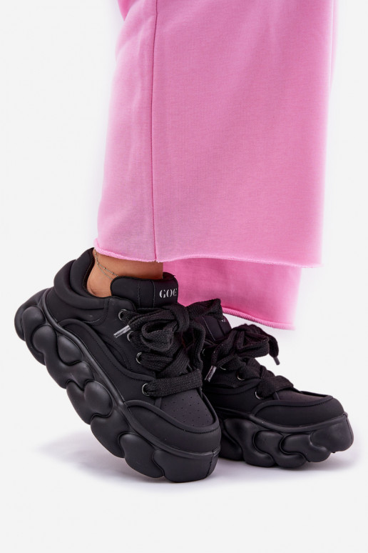 Āda Sneakers modeļa apavi Sieviešu ar platformu GOE RR2N4044 melnas krāsas Āda Sneakers modeļa apavi Sieviešu ar platformu GOE RR2N4044 melnas krāsas