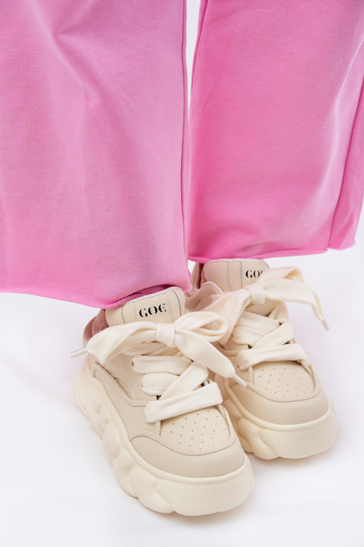 Āda Sneakers modeļa apavi Sieviešu ar platformu GOE RR2N4043 smilšu krāsas Āda Sneakers modeļa apavi Sieviešu ar platformu GOE RR2N4043 smilšu krāsas