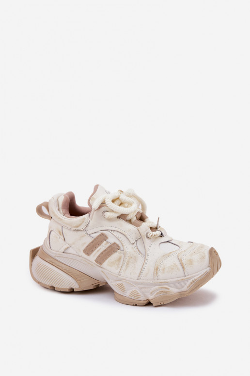 Āda Sneakers modeļa apavi Sieviešu GOE RR2N4037 smilšu krāsas Āda Sneakers modeļa apavi Sieviešu GOE RR2N4037 smilšu krāsas