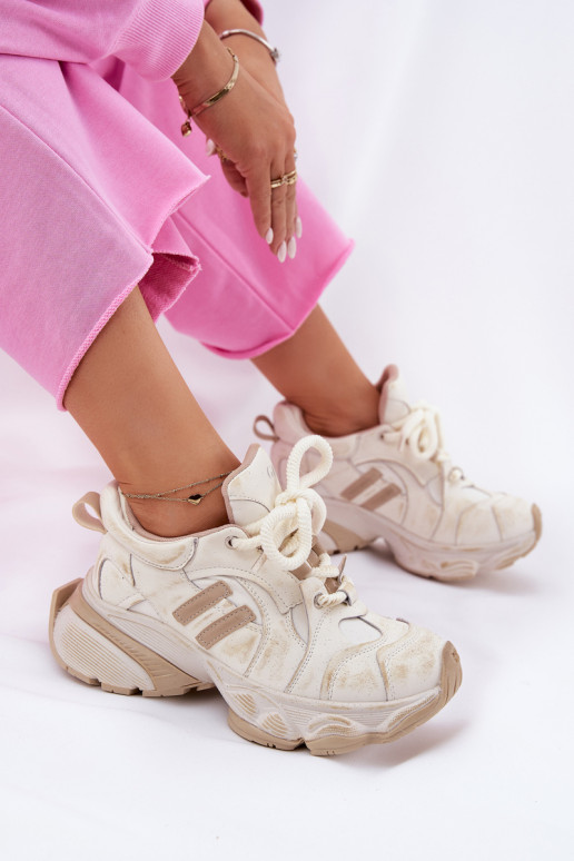 Āda Sneakers modeļa apavi Sieviešu GOE RR2N4037 smilšu krāsas Āda Sneakers modeļa apavi Sieviešu GOE RR2N4037 smilšu krāsas