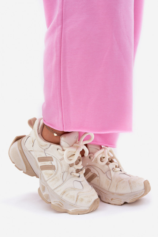 Āda Sneakers modeļa apavi Sieviešu GOE RR2N4037 smilšu krāsas Āda Sneakers modeļa apavi Sieviešu GOE RR2N4037 smilšu krāsas