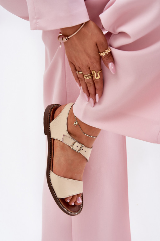 Āda līdzenas zoles basenes Zazoo 3014 smilšu krāsas Āda līdzenas zoles basenes Zazoo 3014 smilšu krāsas