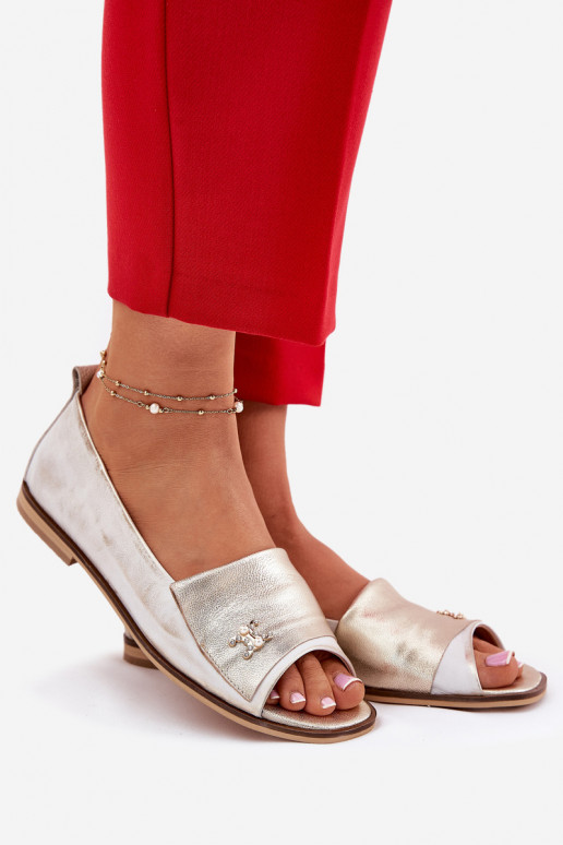 Āda Eleganta stila BalerīnasOdkrytymi Palcami Zazoo 1865 Zelta krāsas Przecierany Āda Eleganta stila BalerīnasOdkrytymi Palcami Zazoo 1865 Zelta krāsas Przecierany