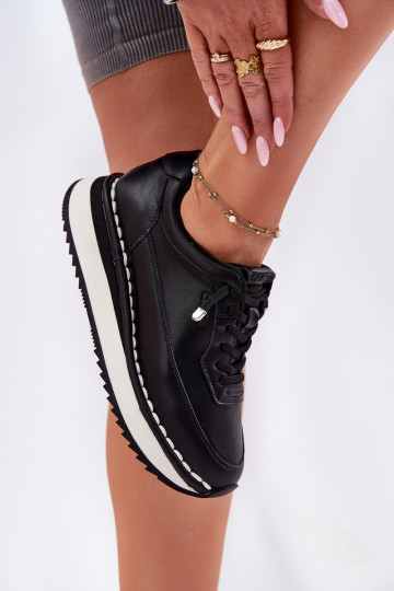 Āda Sneakers modeļa apavi Sieviešu ar platformu Big Star RR274A335 melnas krāsas 2