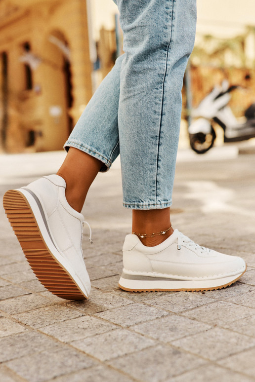 Āda Sneakers modeļa apavi Sieviešu ar platformu Big Star RR274A333 baltas krāsas Āda Sneakers modeļa apavi Sieviešu ar platformu Big Star RR274A333 baltas krāsas