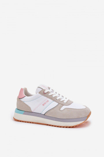 zamšādas Sneakers modeļa apavi Sieviešu Big Star RR274A047 HI-POLY SYSTEM smilšu krāsas-baltas krāsas 2