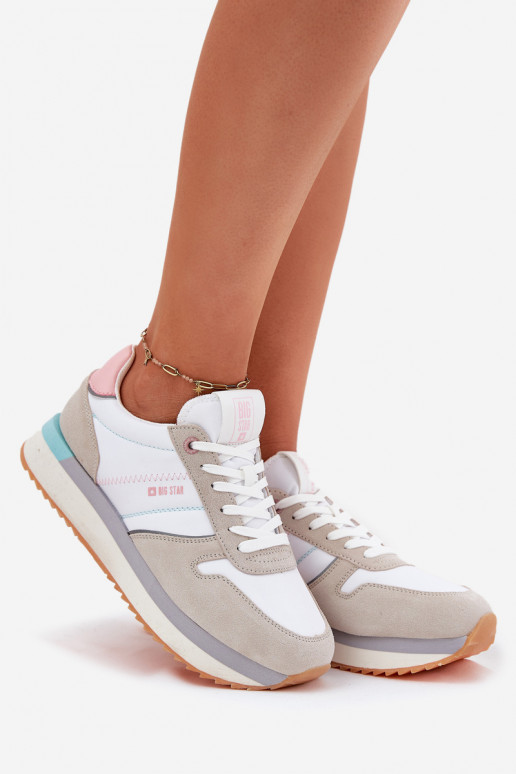 zamšādas Sneakers modeļa apavi Sieviešu Big Star RR274A047 HI-POLY SYSTEM smilšu krāsas-baltas krāsas zamšādas Sneakers modeļa apavi Sieviešu Big Star RR274A047 HI-POLY SYSTEM smilšu krāsas-baltas krāsas