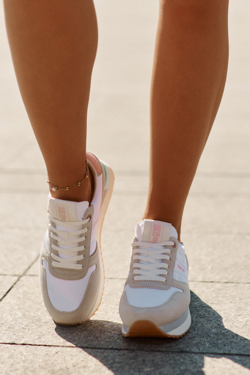 zamšādas Sneakers modeļa apavi Sieviešu Big Star RR274A047 HI-POLY SYSTEM smilšu krāsas-baltas krāsas zamšādas Sneakers modeļa apavi Sieviešu Big Star RR274A047 HI-POLY SYSTEM smilšu krāsas-baltas krāsas