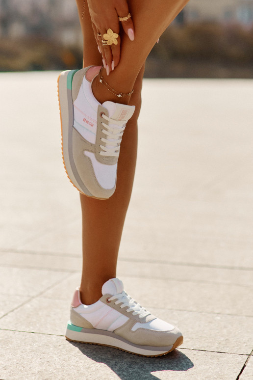 zamšādas Sneakers modeļa apavi Sieviešu Big Star RR274A047 HI-POLY SYSTEM smilšu krāsas-baltas krāsas zamšādas Sneakers modeļa apavi Sieviešu Big Star RR274A047 HI-POLY SYSTEM smilšu krāsas-baltas krāsas