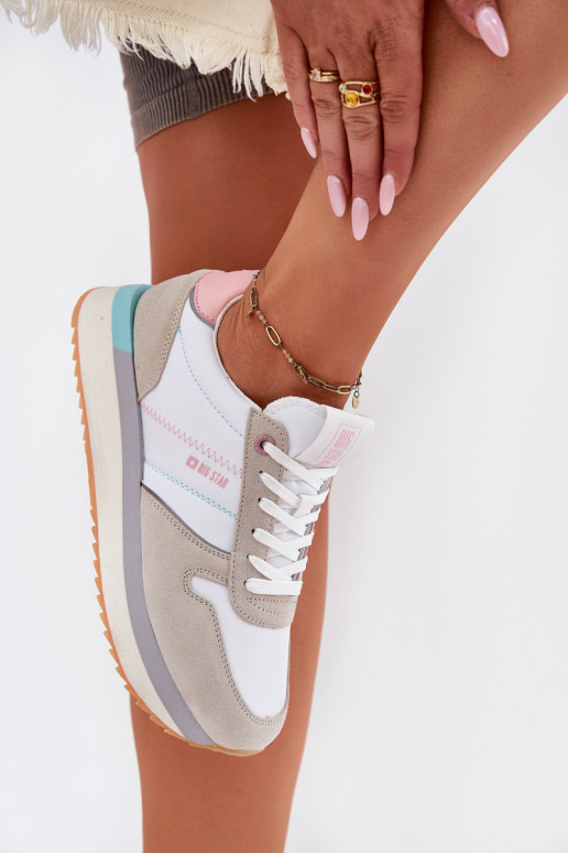 zamšādas Sneakers modeļa apavi Sieviešu Big Star RR274A047 HI-POLY SYSTEM smilšu krāsas-baltas krāsas zamšādas Sneakers modeļa apavi Sieviešu Big Star RR274A047 HI-POLY SYSTEM smilšu krāsas-baltas krāsas