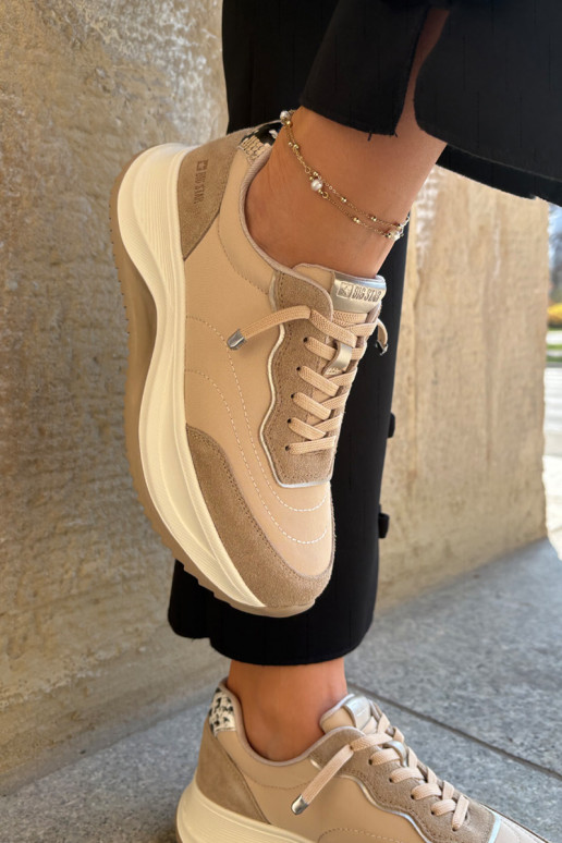 zamšādas Sneakers modeļa apavi Sieviešu ar platformu Big Star RR274A345 HI-POLY SYSTEM smilšu krāsas zamšādas Sneakers modeļa apavi Sieviešu ar platformu Big Star RR274A345 HI-POLY SYSTEM smilšu krāsas