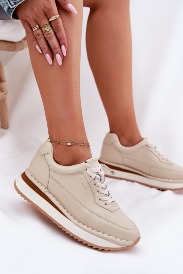 Āda Sneakers modeļa apavi Sieviešu ar platformu Big Star RR274A334 smilšu krāsas