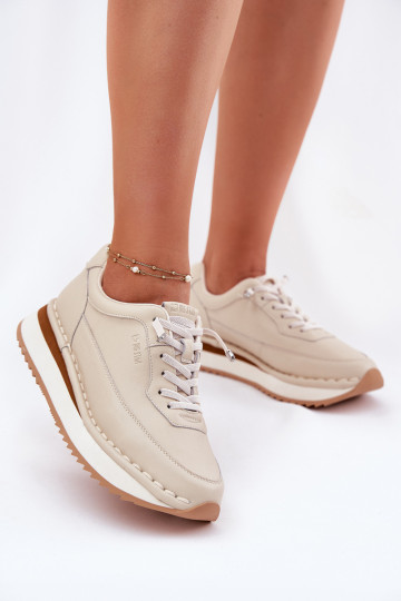 Āda Sneakers modeļa apavi Sieviešu ar platformu Big Star RR274A334 smilšu krāsas 2