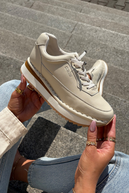 Āda Sneakers modeļa apavi Sieviešu ar platformu Big Star RR274A334 smilšu krāsas