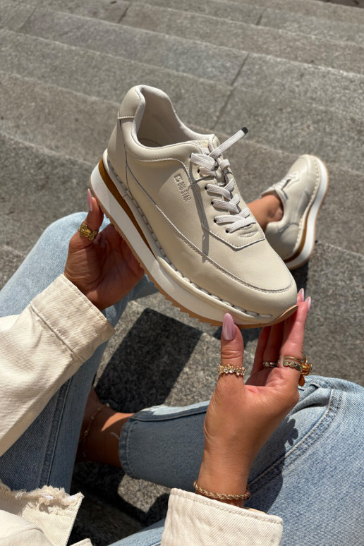 Āda Sneakers modeļa apavi Sieviešu ar platformu Big Star RR274A334 smilšu krāsas