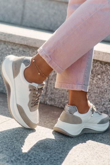 zamšādas Sneakers modeļa apavi Sieviešu ar platformu Big Star RR274A344 HI-POLY SYSTEM smilšu krāsas