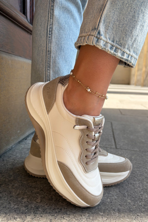 zamšādas Sneakers modeļa apavi Sieviešu ar platformu Big Star RR274A344 HI-POLY SYSTEM smilšu krāsas zamšādas Sneakers modeļa apavi Sieviešu ar platformu Big Star RR274A344 HI-POLY SYSTEM smilšu krāsas