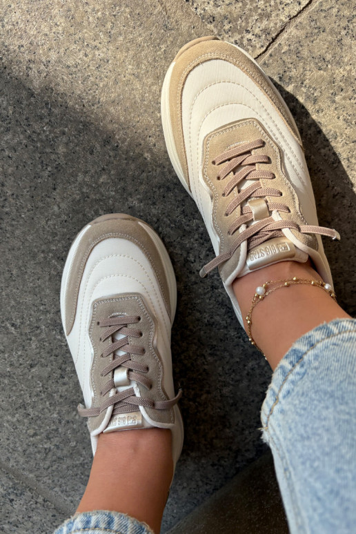 zamšādas Sneakers modeļa apavi Sieviešu ar platformu Big Star RR274A344 HI-POLY SYSTEM smilšu krāsas zamšādas Sneakers modeļa apavi Sieviešu ar platformu Big Star RR274A344 HI-POLY SYSTEM smilšu krāsas