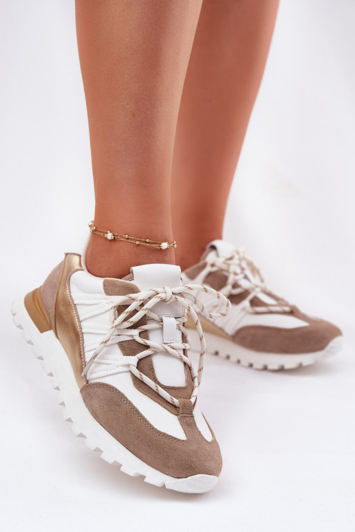 Āda apavi Sneakers modeļa apavi Sieviešu Artiker 56C1738 smilšu krāsas-Zelta krāsas Āda apavi Sneakers modeļa apavi Sieviešu Artiker 56C1738 smilšu krāsas-Zelta krāsas