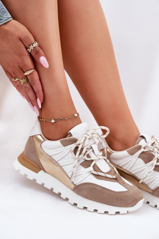 Āda apavi Sneakers modeļa apavi Sieviešu Artiker 56C1738 smilšu krāsas-Zelta krāsas Āda apavi Sneakers modeļa apavi Sieviešu Artiker 56C1738 smilšu krāsas-Zelta krāsas