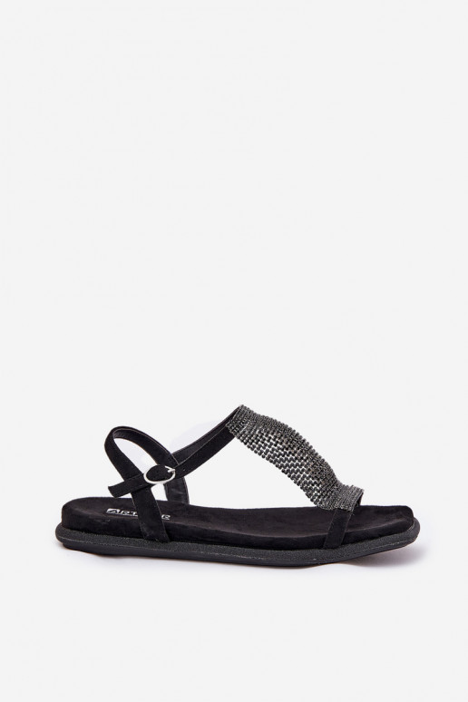 zempapēžu Eleganta stila Sieviešu basenes ar mirdzošiem spīdumiem Artiker 56C1370 melnas krāsas