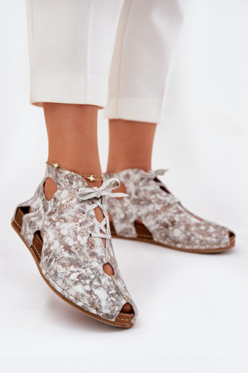 Rakstaina Āda Sieviešu puszābaki Tā irciejka 03426-46 Baltas-smilšu krāsas