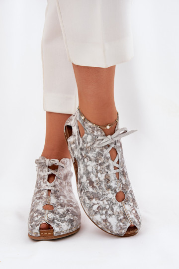 Rakstaina Āda Sieviešu puszābaki Tā irciejka 03426-46 Baltas-smilšu krāsas 2