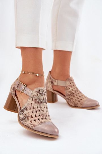 Sieviešu Āda Zābaki Tā irciejka 04962-43 smilšu krāsas-Zelta krāsas 2