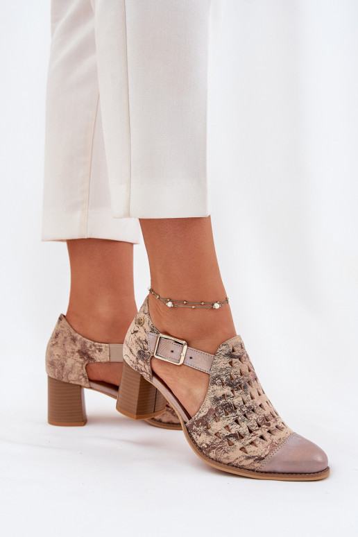 Sieviešu Āda Zābaki Tā irciejka 04962-43 smilšu krāsas-Zelta krāsas