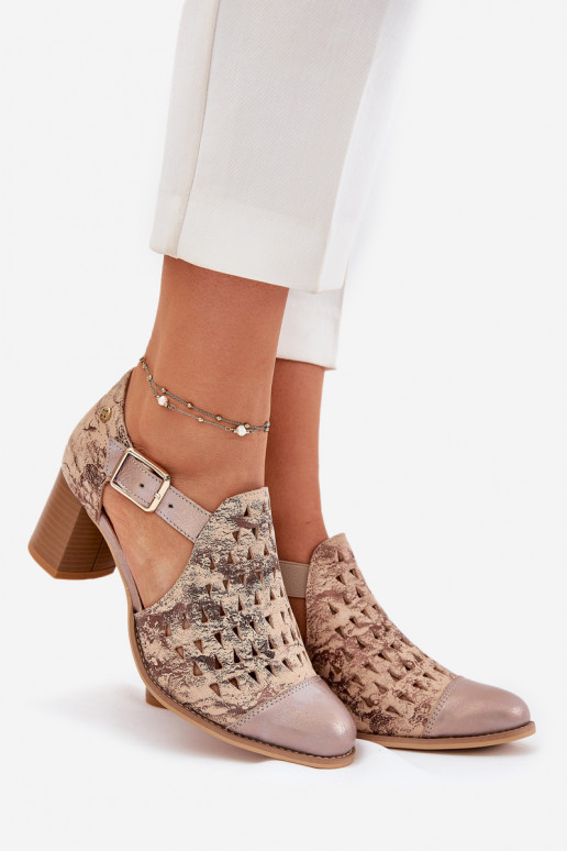 Sieviešu Āda Zābaki Tā irciejka 04962-43 smilšu krāsas-Zelta krāsas