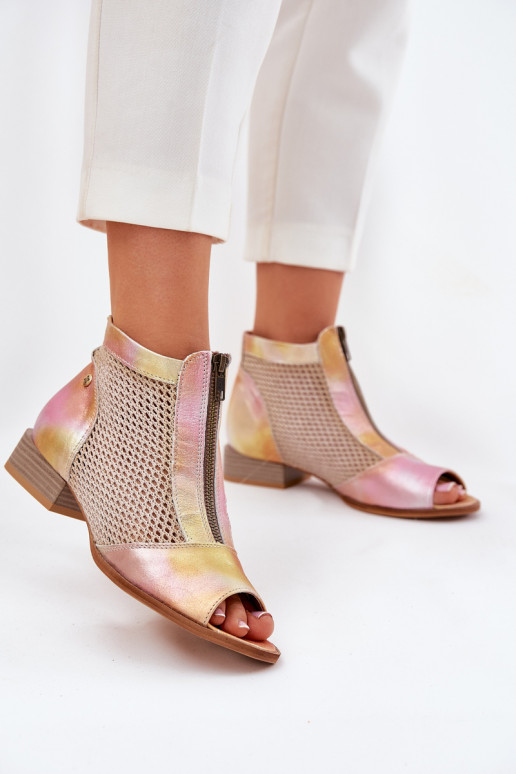 Āda Sieviešu puszābaki ar platiem papēžiemOdkrytymi Palcami Tā irciejka 06413-15 rozā krāsa-oranžas krāsas Āda Sieviešu puszābaki ar platiem papēžiemOdkrytymi Palcami Tā irciejka 06413-15 rozā krāsa-oranžas krāsas