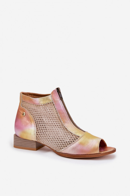 Āda Sieviešu puszābaki ar platiem papēžiemOdkrytymi Palcami Tā irciejka 06413-15 rozā krāsa-oranžas krāsas Āda Sieviešu puszābaki ar platiem papēžiemOdkrytymi Palcami Tā irciejka 06413-15 rozā krāsa-oranžas krāsas